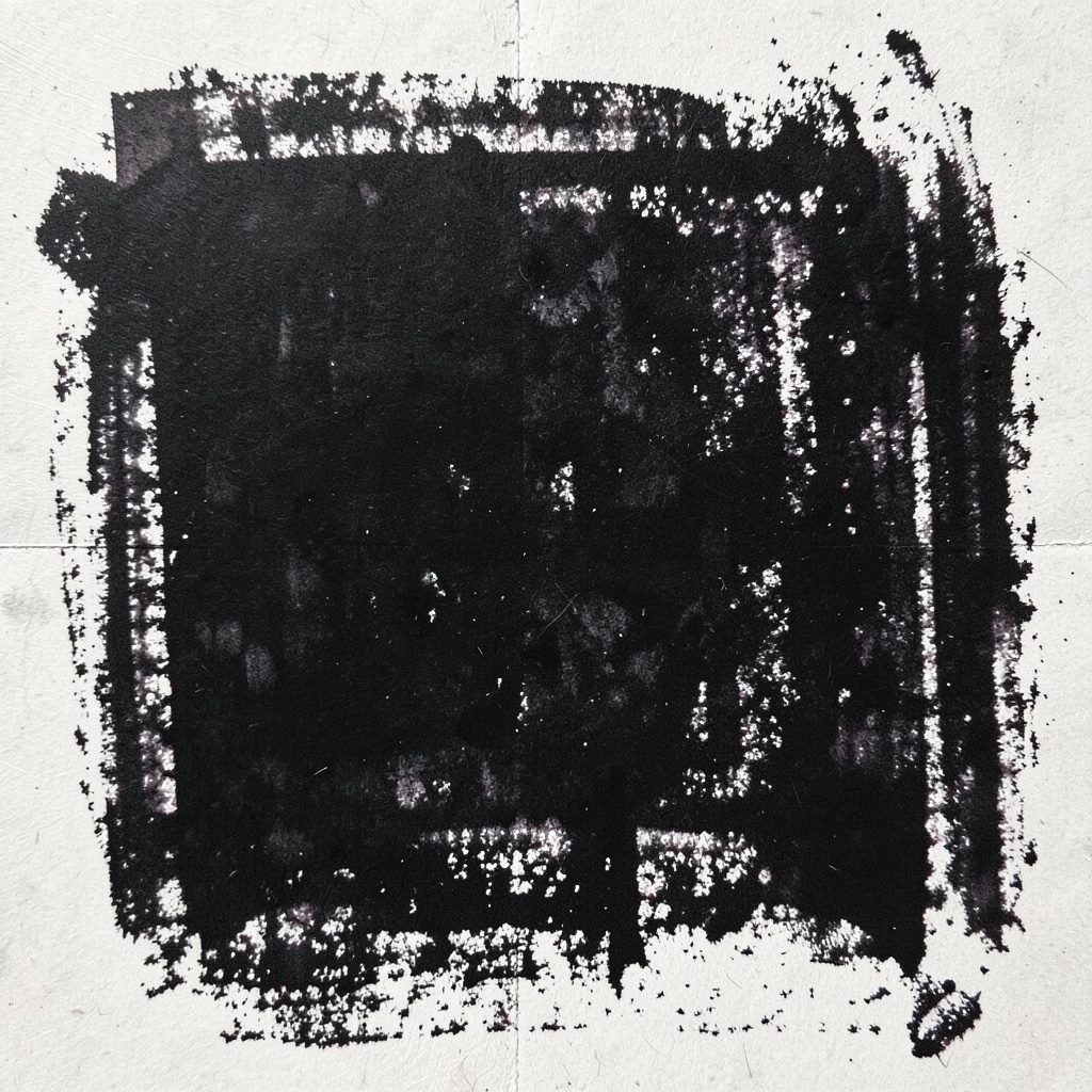 A charcoal drawing of a bulletin board covered with pinned notices and flyers, overlapping papers suggested by varied mark density and smudged shadows.